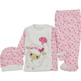Rakun Hastane Çıkışı Baby Tatlı Kuzu Ekru/Pembe Renk 3 Parça Kız Bebek Takım 216155