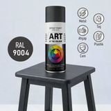 Ral9004 Mat Siyah Prof. Sprey Boya Metal Ahşap Taş Plastik Ve Cam Yüzeylere Uygun Spray Boya 400 Ml