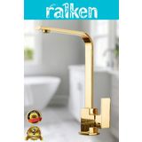 RALKEN Gold Altın Kare Model Eviye Mutfak Bataryası Musluğu - %100 Pirinç, Paslanmaz, Ağır Gövde