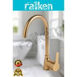 Ralken Kalın Gövde Mutfak Bataryası Delta Eviye Musluğu Gold Altın Eviye Bataryası - %100 Pirinç Hammadde, Paslanmaz, Ağır Gövde, Elektrostatik Boya, 360 Hareketli Boru