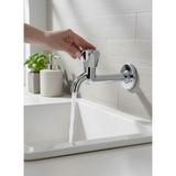 RALKEN Lavabo Tuvalet WC Bahçe Musluğu Krom Çevirmeli Tekli Duvardan Uzun Musluk Volonlu