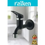 RALKEN Siyah Aç Kapa %100 Pirinç Tekli Lavabo Tuvalet Bahçe Musluğu