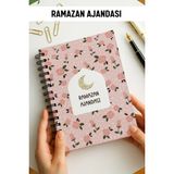 Ramazan Ajandası, Oruç, Hatim, Teravih, Günlük ve Aylık Planlayıcı, Sert Kalın Kapak, Tarihli - Pembe