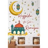 Ramazan Ayı Temalı Cam Duvar Süsleri Hoşgeldin Ramazan Sticker Seti -r3 Çok Renkli