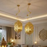 Ramazan Kandil Gold Parlak 2'Li 4D Asmalı Dekorasyon Süsü 25 Cm Vitrin
