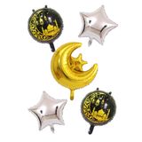 Ramazan Temalı 5 li Folyo Balon Set; Gold Ayyıldız Folyo Balon, Camii Temalı Folyo Balon ve Yıldız Folyo Balon