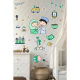 Ramazan Temalı Duvar Sticker Seti, Dua Eden Çocuklar, Cami ve Ramazan Süsleri, Çocuk Odası Dekorasyonu, 41 Parça