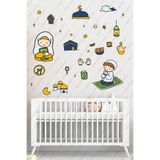 Ramazan Temalı Duvar Sticker Seti, Dua Eden Çocuklar Desenli Cam ve Duvar Süsleri, Çocuk Odası Dekorasyonu, 41 Parça, Folyo Malzeme