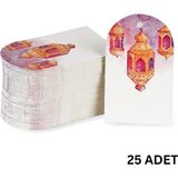 Ramazan Temalı Hediye, Tebrik Kartı, Delikli Ambalaj Paketleme Etiketi, 4.5x7.5 Cm, 25 Adet
