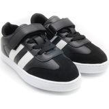 Ramba Siyah Kids Çocuk Unisex Sneaker Deri Görünümlü Günlük Spor Ayakkabı Bağcıklı Cırtlı KP-4001