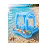 RAMEH Kara Mavi Gölgelikli Tenteli Çocuk Deniz Simiti Baby Float Bebek Deniz Simiti 0-3 Yaş Bebek Botu