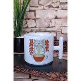 Ramen Kedi Noodle 2 Baskılı Sevimli Japon Manga Baskılı T Kulplu Latte Fincanı Kupa Bardak - Beyaz