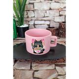 Ramen Kedi Noodle 4 Baskılı Japon Yiyecek Anime Kedi Kare Kulplu Fincan Pembe Kupa Bardak