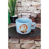 Ramen Tiger 2 Baskılı Japon Noodle Kaplan Anime Çizimi Kare Kulplu Fincan Mavi Kupa Bardak