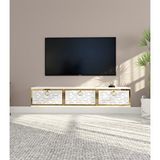 Rami 150 cm Duvara Monte Tv Ünitesi Tv Sehpası -Beyaz-Altın Çok Renkli