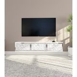 Rami 150 cm Duvara Monte Tv Ünitesi Tv Sehpası -Beyaz-Gümüş Çok Renkli
