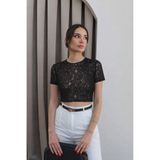 RAMİOR COLLECTION Kadın Siyah Dantel Crop Bluz Şık Yazlık Crop Top