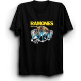 Ramones, Cartoon 01, Rock Metal Grup Tişörtü - 3XL - Siyah