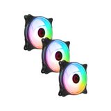 Rampage 38CFM 1200RPM 12cm Rainbow 3P+4P Molex Soketli Siyah 3 LÜ SET Kasa Fanı GLARE F50