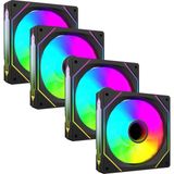 Rampage 7C-120S 120*120*25MM Double Ring Aynalı Argb Siyah 4 Lü Set Kasa Fanı Set