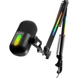 Rampage Arpej Rgb Masa Standlı Ses Göstergeli Dokunmatik Pop Filtre Oyuncu Mikrofonu Yayıncı Mikrofonu Gaming Siyah