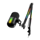 Rampage Arpej Rgb Mikrofon Masa Standlı Ses Göstergeli Dokunmatik Pop Filtre Oyuncu Yayıncı Mikrofonu Siyah