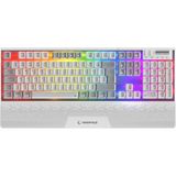 Rampage Carbon Pro BEYAZ/GRİ Bluetooth Klavye Kablosuz Klavye Full ŞARJLI Rgb Redswich Mekanik Klavye Oyuncu Klavye Bilek Destek - Beyaz - Gri