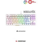 Rampage Claw Beyaz Red Switch Mekanik Gaming Oyuncu Kablolu Klavye Rainbow Tkl - Beyaz - Kırmızı
