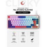 Rampage Clicky 75 Beyaz/lacivert/kırmızı Mekanik Hisli Rgb Q Membrane Oyuncu Klavyesi - Çok Renkli