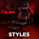 Rampage KL-R61 Kırmızı/Siyah Oyuncu Koltuğu Ayarlanabilir Oturak Eğimi Metal Kaplama ile Konforlu Destek - Kırmızı - Siyah