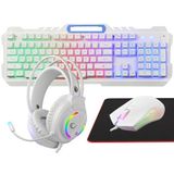Rampage KM-GX7 Fitment RGB Beyaz Klavye+Mouse+Kulaklık Gaming Set