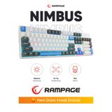 Rampage Nimbus Beyaz USB Rainbow Türkçe Red Switch 26 Tuş Anti-Ghosting Mekanik Klavye Oyuncu Klavyesi