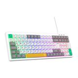 Rampage Pure Kablolu Oyuncu Klavyesi RGB Aydınlatmalı Beyaz/Gri | Low Profile Membran, Türkçe Q Düzen, Sessiz Tuş Yapısı, USB Tak-Çalıştır, Gaming ve Ofis