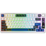 Rampage Quell Pro Ekranlı Beyaz Hot Swap 2.4G + BT Wireless RGB Gasket Oil Switch English Layout PBT Keycaps Mekanik Klavye