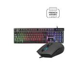Rampage Siyah Usb Gökkuşağı Zemin Aydınlatmalı French/Arabic Layout Oyuncu Klavye + Mouse Set uyumlu