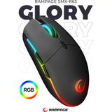 Rampage Smx-r63 Glory Örgü Kablolu Usb Rgb Mouse 6400dpi Rgb Ledli Işıklı Makrolu Gaming Oyuncu Mouse - Siyah
