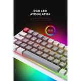 Rampage Yoru Mini Gri/beyaz Type-C Bağlantılı Outemu Red Swich Q Mekanik Gaming Oyuncu Klavye Rgb - Gri - Beyaz