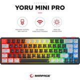 Rampage YORU MINI PRO Siyah/Gri 2.4ghz+BT5.0+Type-C 5 Bağlantı OUTEMU Red Swich Q Kablosuz RGB Mekanik Oyuncu Klavyesi - Siyah - Gri