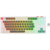Rampage YORU TKL PRO Beyaz/Gri 2.4ghz+BT5.0+Type-C 5 Bağlantı OUTEMU Red Swich Q Kablosuz RGB Mekanik Oyuncu Klavyesi - Beyaz-Grı