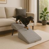 Rampas Köpek Yatağı Köpek Rampası & Puf Iki Fonksiyonlu - gri - Ahşap