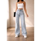 Ramrod Maggy 90's Açık Kar Yıkama Likralı Süper Yüksek Bel Salaş Kadın Jeans Palazzo Pantolon Wide Leg