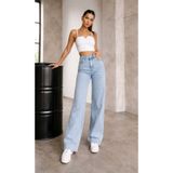 Ramrod My End 90's Kar Yıkama Mavi Likralı Süper Yüksek Bel Salaş Jeans Palazzo Pantolon