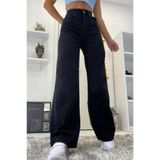 Ramrod Tokyo 90's Siyah Likralı Süper Yüksek Bel Salaş Jeans Palazzo Pantolon