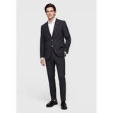 Ramsey Antrasit Kareli Zeroweight Slim Fit %100 Yün Takım Elbise - 6 Drop - 54