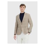 Ramsey Bej Kareli Shirt Shoulder Slim Fit Yün Karışımlı Ceket