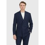 Ramsey Erkek Slim Fit Yün Karışımlı Ceket Lacivert Çizgili Modern Stil Normal Yaka - 48