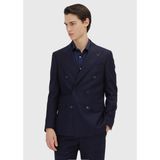Ramsey Lacivert Çizgili Zeroweight Slim Fit %100 Yün Takım Elbise - 6 Drop - 62