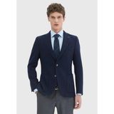 Ramsey Lacivert Desenli Yün Karışımlı Shirt Shoulder Slim Fit Ceket Erkek Normal Kalıp Modern Stil - 46