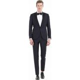 Ramsey Lacivert Düz Fashion Slim Fit Kruvaze Yaka Dokuma Smokin Takım Elbise - 56 - 6 Drop