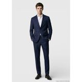 Ramsey Lacivert Kareli Zeroweight Slim Fit %100 Yün Takım Elbise - 6 Drop - 46